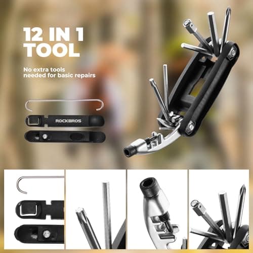 ROCKBROS 12 in 1 Multi-Function Bike Repair Tool Kit Bicycle Multi-Tool Portable Bike Pocket Tool Multifunctional Tool for Road Mountain MTB Bikes — view 5