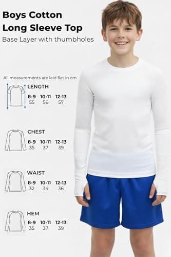 Re Tech UK - Boys Cotton Long Sleeve Base Layer Thermal Top (White 10-11) — view 2