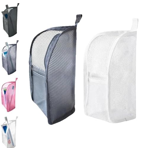 Standing Toiletry Bag, Large Capacity Travel Toiletry Organizer with Waterproof EVA Mesh, Foldable Portable Cosmetic Storage Bag for Bathroom, Makeup, Toothbrush and Toiletries (Gray+White)