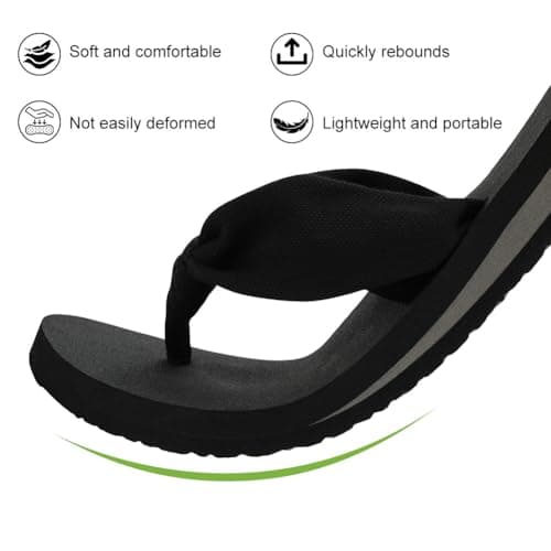 BSBUY Unisex Flip Flops Mens Flatform Beach Flip-Flop EVA Slippers Ladies Girls Yoga Mat Comfortable Beach Travel Platform Sandals Slip-Resistant Flat Flip Flops with Arch Support for Shower(UK:7.5) — view 6