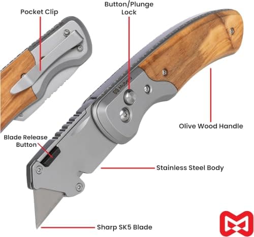 Mubero Folding Utility Knife with SK5 Stainless Steel Blade — view 2