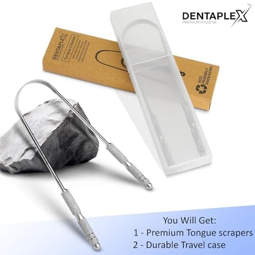 Tongue Scraper with Travel Case Metal Stainless Steel Tongue Scrapers for Adults Restore Fresh Breath Improve Taste and Oral Health with Our Tongue Cleaners Suitable for Men & Women Personal Hygiene — view 2