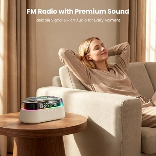 Portable Bluetooth Speaker with Remote, 15W Wireless Charger Night Light — view 3
