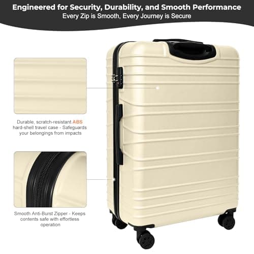 Luggage Depot Family Luggage Set, TSA Lock, Spinner Wheels, Cream Brown — view 4