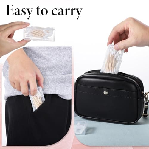 Portable Travel Cotton Bud Holder, 2 Pcs Clear Plastic Cotton Pad Storage Container, Small Dental Floss Picks Case with Dustproof Lid for Makeup Sponges, Hair Ties, Small Items — view 4