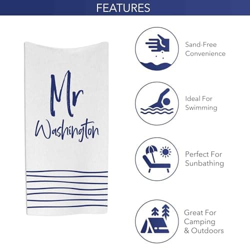 Print Maniacs Personalised Mr and Mrs Beach Towel Custom Name Microfibre Towel Large Quick Dry Lightweight Travel Towel Honeymoon Wedding Gift Pool Spa Towels — view 4