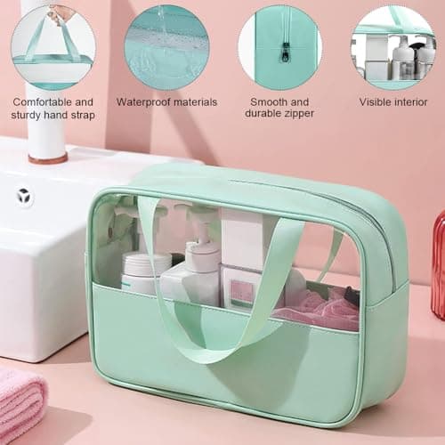 3pcs Clear Wash Bag Travel, Waterproof Toiletry Bags with Handle Travel Bag — view 3