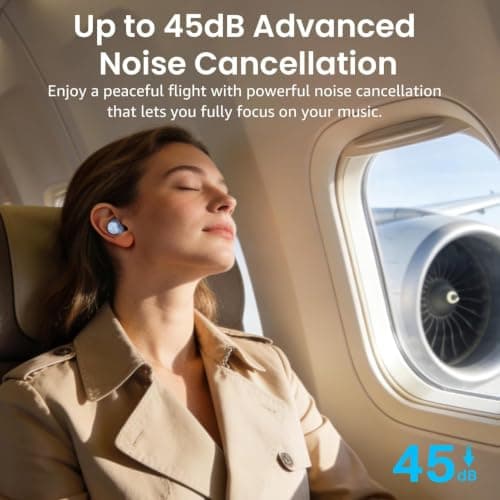 TOZO NC9 Hybrid Active Noise Cancelling Earbuds for Travel Work Calls, 45dB ANC Wireless Earbuds, 6-Mic ENC for Clear Calls, Deep Bass 60H Playtime IPX8 Bluetooth 5.3 Ear Buds with App for Custom EQ — view 2