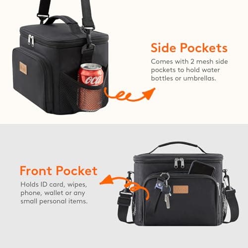 Lifewit 24L Insulated Lunch Bag for Men, Cool Bag for Lunch Box, Black — view 5