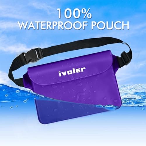 ivoler [2 Pack Waterproof Phone Case & Pouch Set, IPX8 Dry Bag with Waist Strap for Beach, Swimming, Kayaking, Fits iPhone 17 16 15 Pro Max, Samsung S26 S25 Ultra, Up to 7.0" - Deep Purple — view 4