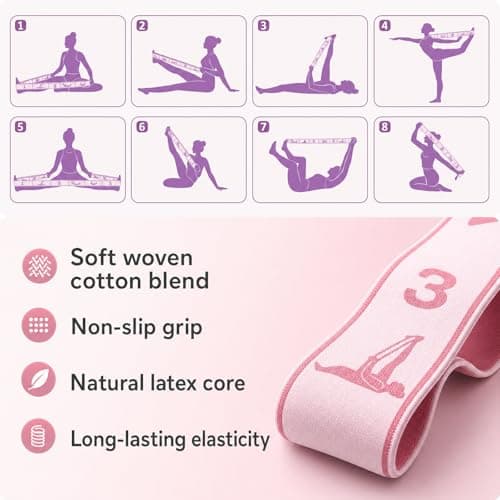 2 Pack Resistance Bands for Stretching, Yoga Stretch Bands with 8 Adjustable Loops, Exercise Stretch Bands for Yoga Pilates Gymnastics Physical Therapy, Flexibility Bands for Women Beginners — view 6