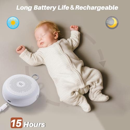 White Noise Machine Portable Sound Machine for Baby Adult Features Powerful Battery, 20 Soothing Sound, Noise Canceling for Sleeping, Sound Therapy for Office Home, Travel, Registry Gift — view 3