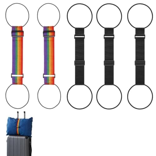 5 PCS Luggage Connector Straps for Suitcases, Luggage Connector Straps,Secure Bag Attachment for Rolling Luggage, Travel Organisation Solution, Set of 5 Straps in 3 Black and 2 Colourful Options with