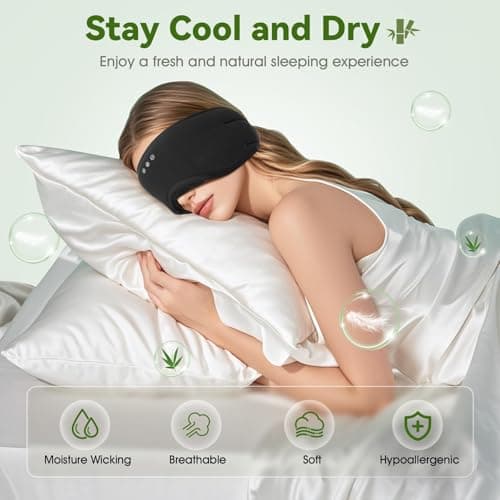 MUSICOZY Organic Bamboo Cotton Sleep Mask Headphones, 100% Blackout — view 4