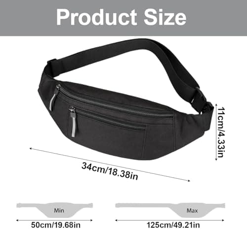 Bum Bag – Lightweight Waist Bag & Waterproof Fanny Pack for Women & Men, Secure Travel Belt Bag for Festivals, Hiking, Running, Holidays – Ideal Bum Bags for Ladies & Men (Black) — view 2