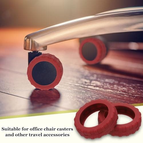 YELARXI 16 Pack Luggage Wheel Protection Cover, Wear Resistant Anti Noise Silicone Protector Cover for 1.8-2.2" Spinner Wheel for Suitcase Chairs Caster Travel, Burgundy — view 6