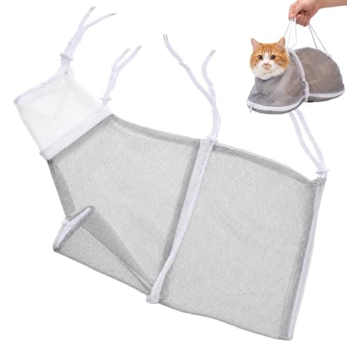 Zyghjort Cat Mesh Bathing Bag, Adjustable Breathable Cat Bath Bag