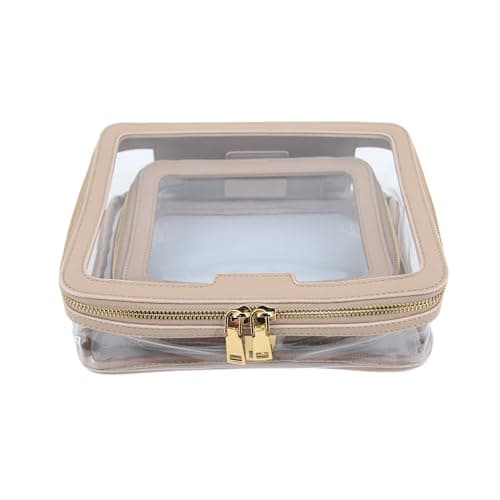 Duo Mocha Vegan Leather Black Toiletry Bag - Clear PVC Waterproof Zippered Wash Bag Organizer - 2 Pack Large & Small — view 5