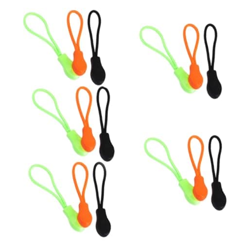 Gatuida 15pcs Zipper Puller Zipper Head Suitcase Digging Rope Plastic Pull Cord Replacement for Jackets Backpacks and Clothes, Sturdy Repair Kit