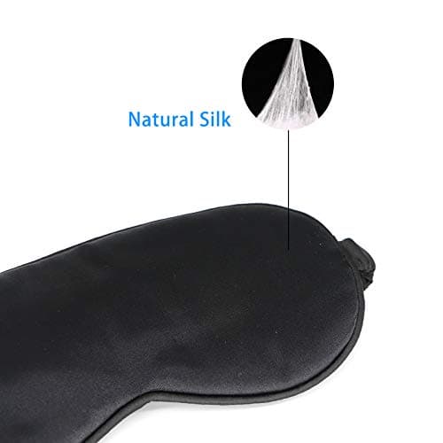 Silk Eye Mask for Sleeping Super Smooth Sleep Mask Silk Blindfold Blackout Eye Cover Portable Eye Shade Cotton Filled with Elastic Strap for Women & Men — view 6
