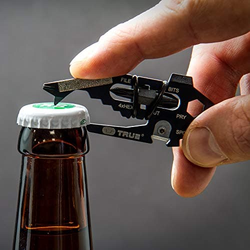 True Utility FishFace 18 In 1 Keyring Multi Tool Pocket Gadget: 18 Pocket Tools In 1 Keyring Pen, Multi Use EDC Key Ring Multitool With Box Cutter Knife, 6 Screwdriver Heads 4 Wrenches & Bottle Opener — view 2