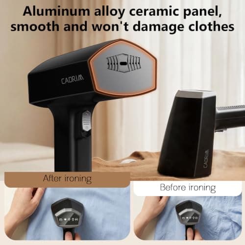 Cadrim Clothes Steamer, 1800W, 2 in 1 Portable Handheld Steamer with Ironing Option, 45g/min Powerful Steam, 350ml Water Tank, Steamer Clothing for Home, Travel and Office (Black) — view 4