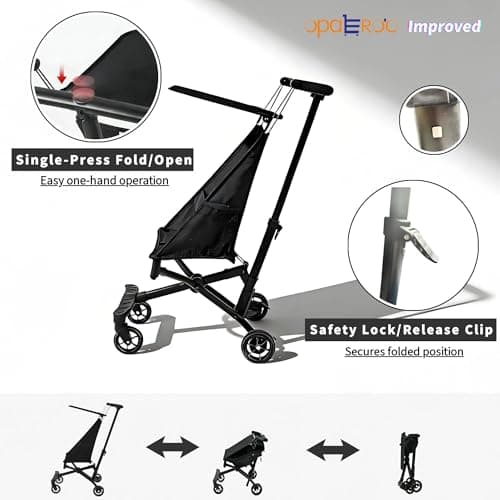 Opaeroo Baby Stroller Lightweight Folding Pushchair 2.8kg 0-4yrs Black — view 6