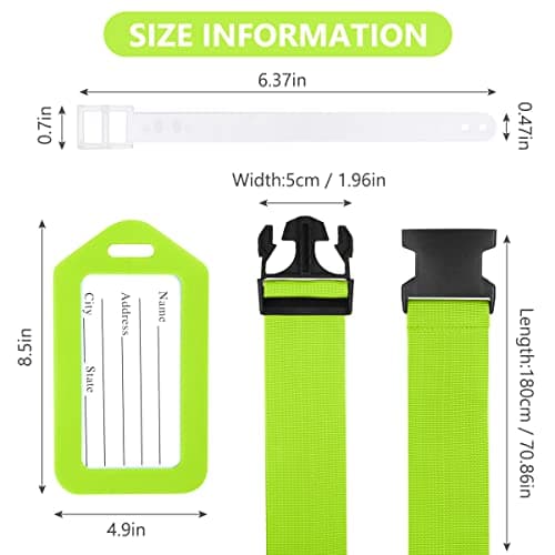 Luggage Straps, 4 Pack Suitcase Straps with Luggage Tags, Adjustable Bag Straps with Quick Release Buckle, Non-Slip Security Belts Travel Accessories for All Suitcase Baggage(Green) — view 2
