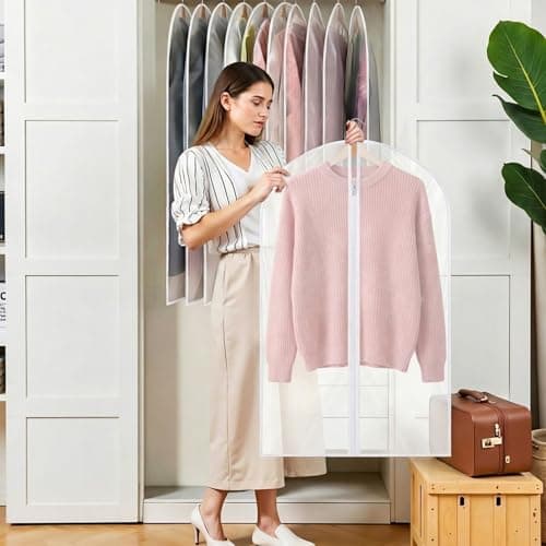 6 Pack Garment Bags, 40in PEVA Suit Bags Clothes Covers, White Edge — view 3