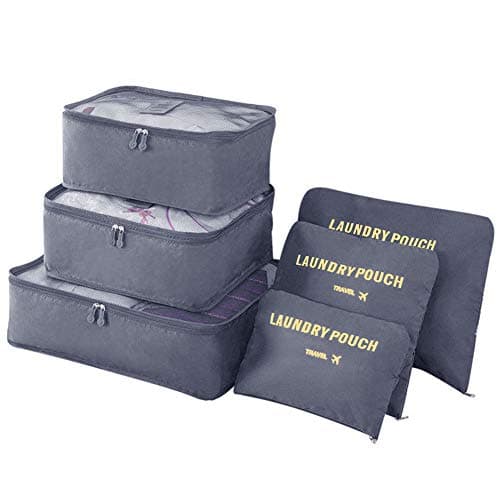 Vicloon Luggage Organizer, Travel Organizers, Suitcase Organizer Include Travel Packing Cubes and Compression Bags, grey, Grande