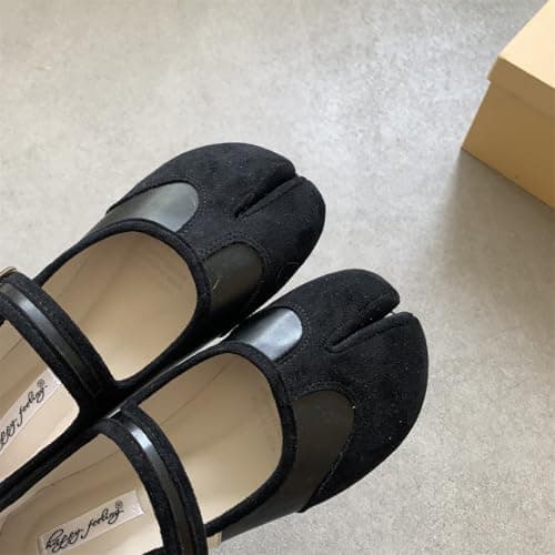 Tabi Shoes Women Mary Janes Ballet Flat - Low Top Split Toe Orthopedic Cute Casual Comfortable Walking Lightweight Female Solid All-Match for Daily Wear Beach Travel Athleisure Standing All Day, Black — view 3