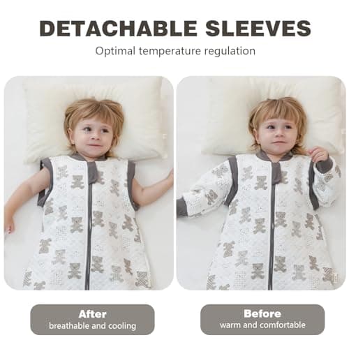 MIKAFEN Baby Sleeping Bag with Feet, 2.0 Tog, Removable Sleeves 6-18 months — view 4