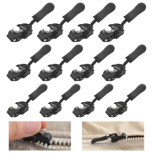 12 Pack 3 Sizes Metal Zipper Puller Repair Kit for Luggage Jackets Coats — view 2