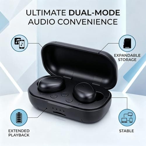 Topiky Wireless Earbuds MP3 Player, Bluetooth 5.3 (Black) — view 4