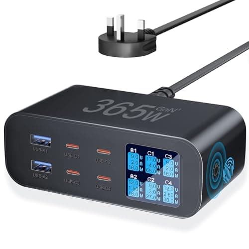 YSYFAD 365W USB C Charger 6-Port with LED Display Adjustable Brightness
