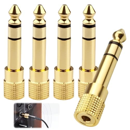 5Pack Headphone Jack Adapter 6.35mm Male 1/4 inch to 3.5mm Female 1/8 inch