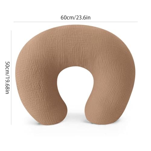2 Pcs Nursing Pillow Cover Muslin Cotton Hidden Zipper Removable Washable Slipcover For U Shaped Breastfeeding Pillow Baby Boys Girls no Pillow — view 2
