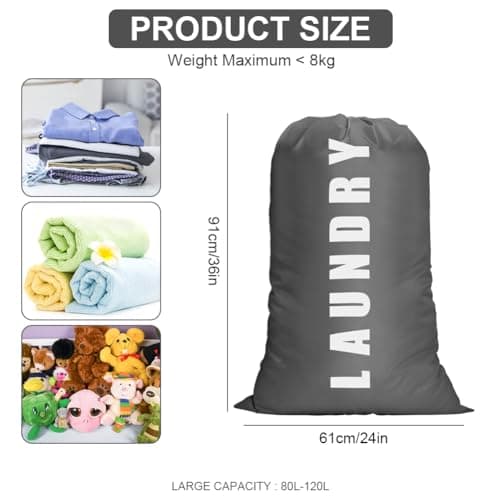 flintronic Extra Large Laundry Bag, 61×91cm Foldable Storage Bag, Dirty Clothes Bags, with Drawstring Closure, Durable Rip-Stop, Convenient, for Travel/Bathroom/Bedroom/Dormitory-Purple Sloth Bear — view 2