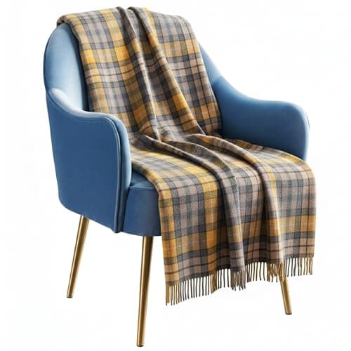 Luxurious Wool Knee blankets for elderly, Adults - 74x31" - Scottish tartans - Fringed edges, check Cosy sofa throws - Reading, Wheel chair, Travel - winter Blanket (Buchanan Natural Tartan) — view 2