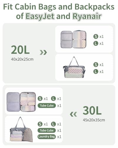 Narwey Packing Cubes for Suitcases, 6 Set Packing Bags for Travel Luggage — view 4