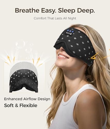 LOVE EYE Bluetooth Sleep Mask Headphones, 100% Blackout, Breathable — view 2