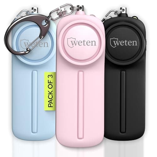 Personal Safety Alarm Keychain for Women, 3 Pack, 130dB Siren, LED Light