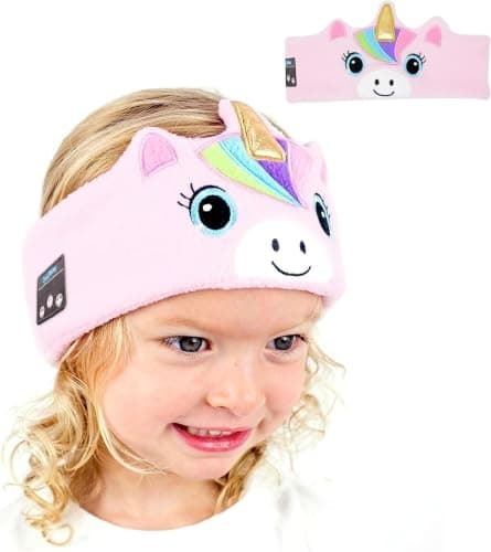 CozyPhones Headband HEADPHONES for Kids – Unicorn Design, Volume Limited, Soft Fleece, Comfortable for Sleep & Travel, Baby Headband Headphones, Music Headband, Headband Earphones for Sleeping — view 3