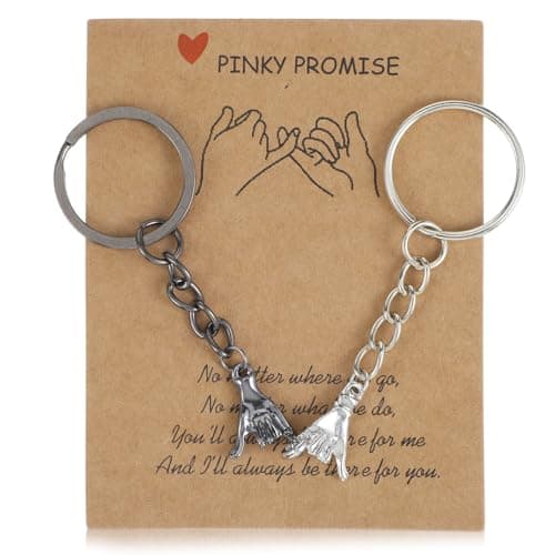 2Pcs Matching Couple Keyring for Boyfriend Girlfriend His Hers Wedding Best Friend Bestfriend Birthday Gift Pinky Promise Graduation Romantic I Love You Gift for Her Him Long Distance Relationship