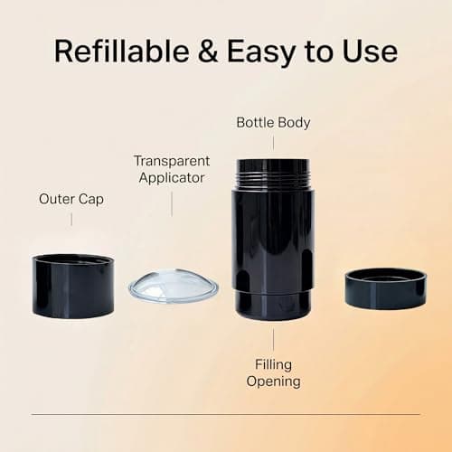 3 Pcs 30ml/1oz Black Plastic Empty Round Deodorant Containers Twist Up Filling Stick Deodorant Bottles Refillable Lip Balm Tube for DIY Cosmetic Lipstick Sunscreen — view 3