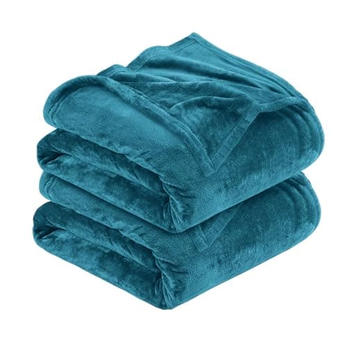 MOONLIGHT20015 Silk Touch Warm 2 Pack Fleece Blankets - 400 GSM Throws for Sofa Fluffy Blanket Bed Throw for Bedroom, Couch, Travel, Kids, Bedroom Accessories Teal, Twin/Double (150 X 200CM)
