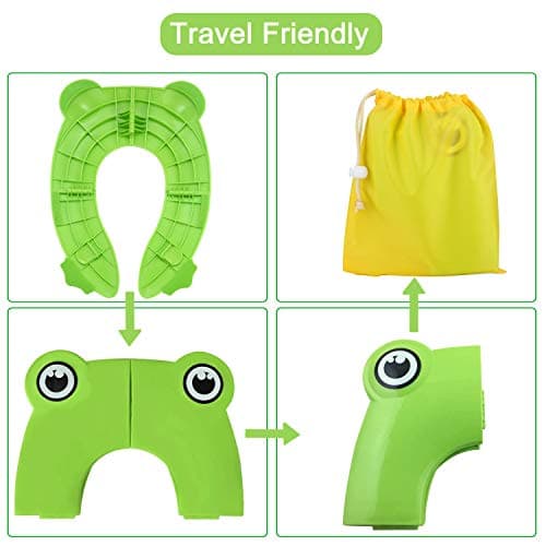 PandaEar Toilet Seat Cover | Folding Travel Toilet Seat for Children and Potty Training with Non-Slip Silicone Pads | Recyclable Toilet Seat (Green) — view 2