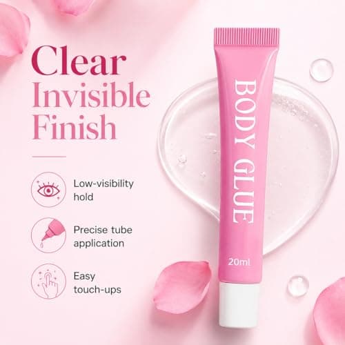 Body Glue - Clear Invisible Body Glue for Clothes & Compression Stockings- Invisible Clothing Adhesive for Straps, Low Collars, Dresses, Dancewear, Parties, Travel & Events — view 3