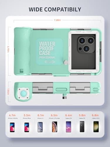 Lanhiem Diving Waterproof Phone Case, [Upgrade&Universal] Underwater for Photo Video Outdoor Swimming Snorkeling Surfing for iPhone Galaxy Huawei Series Smartphones (Teal) — view 5