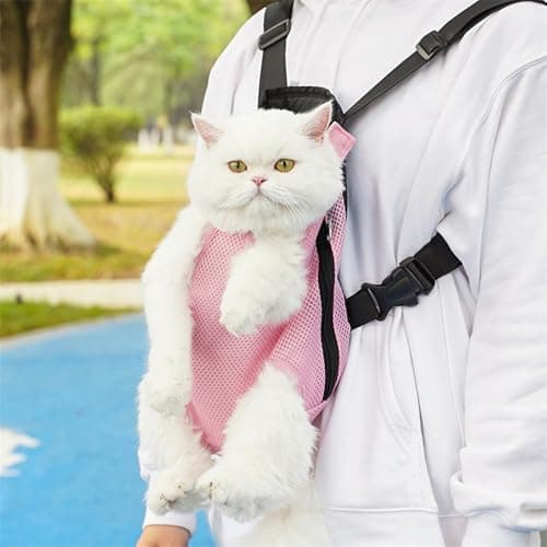 Breathable Pet Carrier Backpack, Legs-Out Dog & Cat Travel Bag, Pink, M — view 6